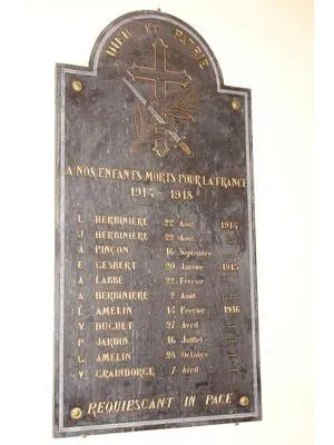 Plaque église 1914-1918 de Chahains