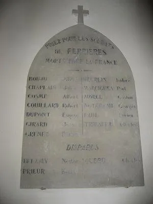 Plaque commémorative église de Ferrières-la-Verrerie