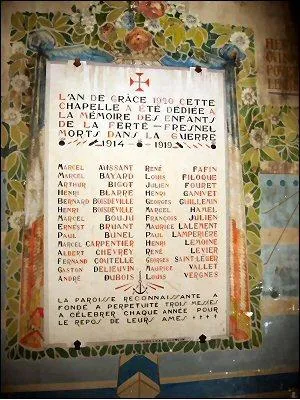 Plaque commémorative église de La Ferté-Frênel