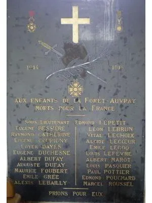 Plaque commémorative église de La Forêt-Auvray