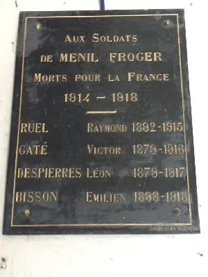 Plaque commémorative église de Ménil-Froger