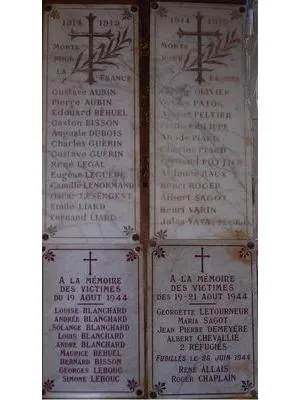 Plaque commémorative église de Tournai-sur-Dive