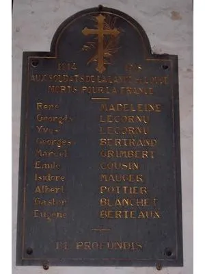 Plaque commémorative église de La Lande-de-Lougé
