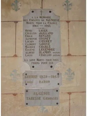 Plaque commémorative église de Vaunoise