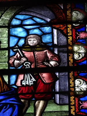 Vitrail Baie G : Saint-Vincent-de-Paul dans l'Église Notre-Dame-de-l'Assomption à La Ferté-Macé