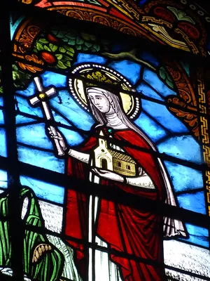 Vitrail Baie E : Sainte-Radegonde dans l'Église Notre-Dame-de-l'Assomption à La Ferté-Macé