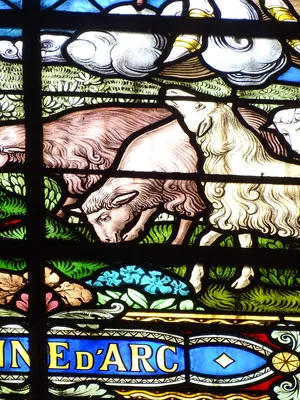 Vitrail Baie L : Jeanne-d'Arc dans l'Église Notre-Dame-de-l'Assomption à La Ferté-Macé