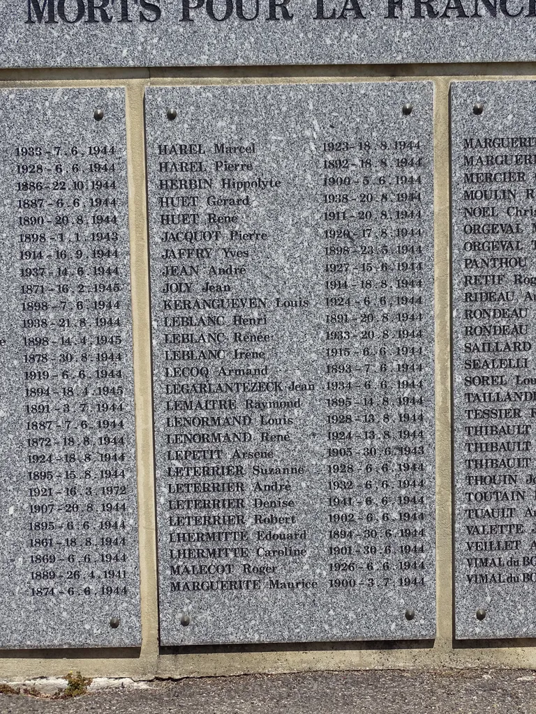 Plaque 39-45 du cimetière d'Argentan