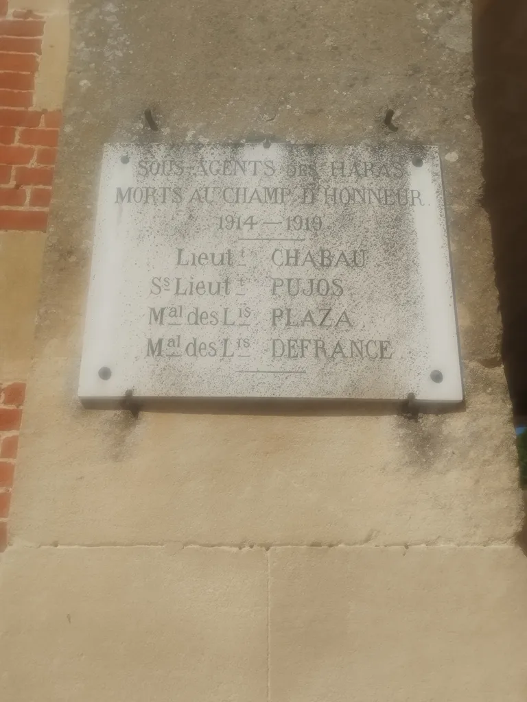 Plaque 14-18 du Haras du Pin-au-Haras