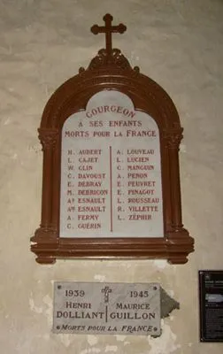 Plaques commémoratives église de 
Courgeon