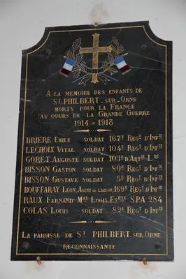 Plaque commémorative église de Saint-Philbert-sur-Orne