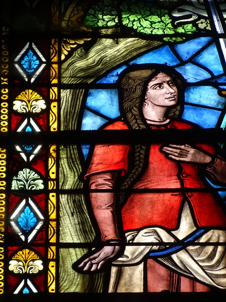 Vitrail Baie L : Jeanne-d'Arc dans l'Église Notre-Dame-de-l'Assomption à La Ferté-Macé