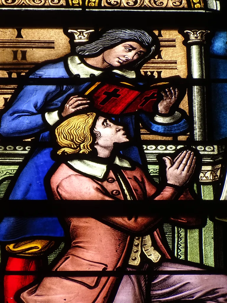 Vitrail Baie M : Saint-Jean-Baptiste-de-la-Salle dans l'Église Notre-Dame-de-l'Assomption à La Ferté-Macé